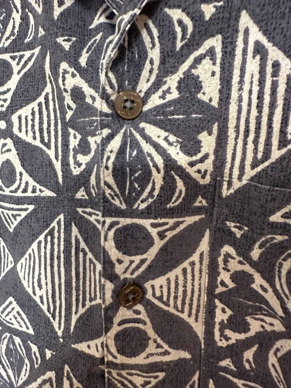Vtg Patagonia Pataloha Blue Grey Cream Hawaiian Camp Shirt Organic Cotton Luau - Picture 12 of 13